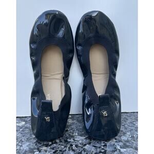 Yosi Samara Foldable Ballet Flat Teal Blue Patent Leather Size 9
